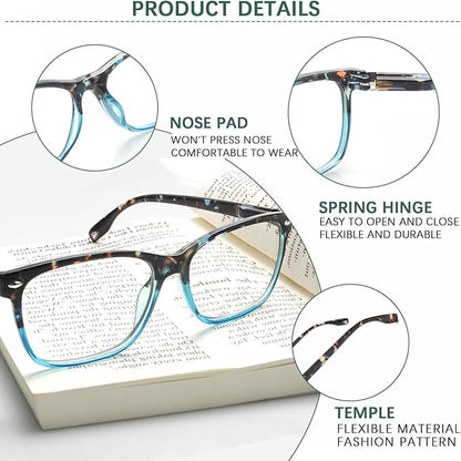 CLASAGA Progressive Multifocus Reading Glasses for Women, Pattern Print Blue Light Block Stylish Ladies Computer Readers