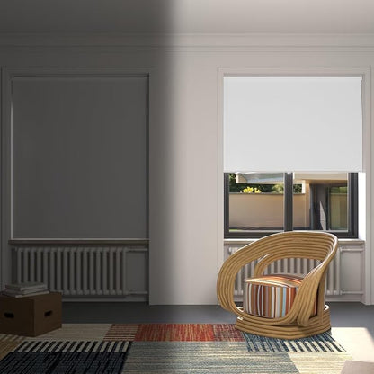 MYshade Blackout Cordless Roller Shades, Room Darkening Free-Stop Roll Up Blinds for Windows, Pull Down Blocking Blind for Home and Office, Easy to Install, 25" W X 72" H, White