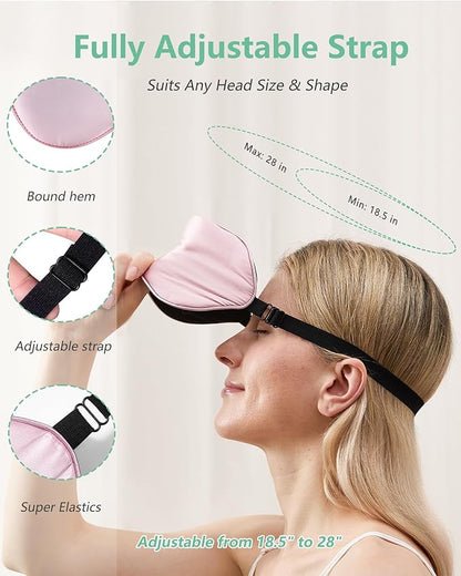 BeeVines 100% Real Mulberry Silk 2 Pack Sleep Mask, Natural Pure Silk Eye Masks with Adjustable Strap for Sleeping, 100% Block Light Eye Sleep Shade Cover, Reduces Puffy Eyes Traveling Gifts