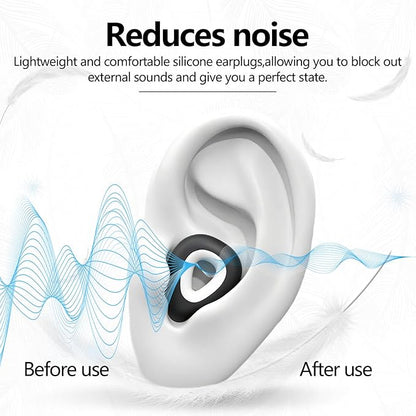 Ear Plugs for Sleeping Noise Cancelling - Black Reusable Earplugs for 24dB Noise Reduction Snoring Concerts Sleep Deep Focus Work Travel Study, Silicone Flexible Hearing Protection Ear Plugs +3Tips