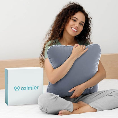Calmier - 9 lb Sensory Weighted Pillow - Glass Bead Filled Hug Pillow - Ultra Plush Cozy Weight Sensory Pillows for Adults and Kids - Weighted Lap Pad (Light Gray - Minky, 9 LBS)