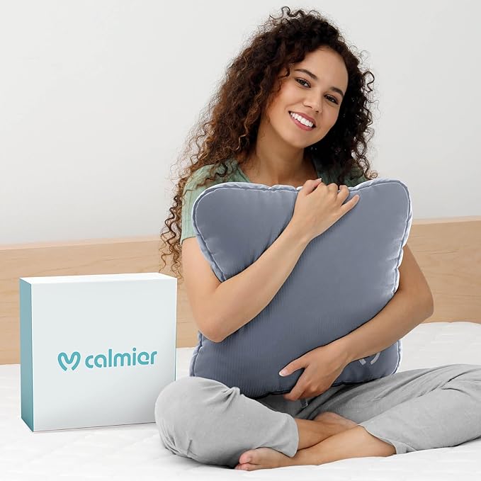Calmier - 6 lb Sensory Weighted Pillow - Glass Bead Filled Hug Pillow - Ultra Plush Cozy Weight Sensory Pillows for Adults and Kids - Weighted Lap Pad (Light Gray- Minky, 6 LBS)