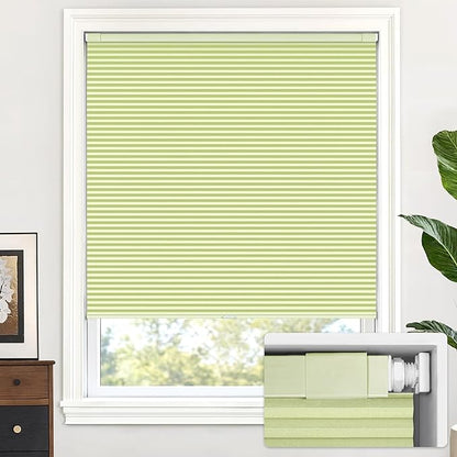 LazBlinds Cordless Cellular Shades, No Tools No Drill Blackout Honeycomb Shades Pleated Blinds for Windows, 32" W x 64" H, Green