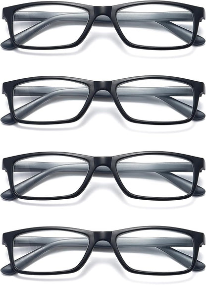 Reading Glasses Blue Light Blocking for Men Women,Rectangular Frame Computer Readers with Spring Hinge
