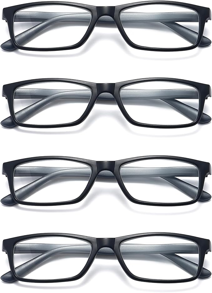 Reading Glasses Blue Light Blocking for Men Women,Rectangular Frame Computer Readers with Spring Hinge