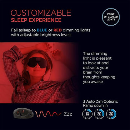 Advanced Glo to Sleep Eye Mask, Nighttime Adult Sleep Aid for Men & Women, Deep REM Sleep, Relaxation, Red & Blue Lighting, Patented Sleep Enhancement Technology Helps You Fall Asleep Quickly.