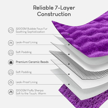 Cottonblue Weighted Blanket 20lbs Bubble Fleece Plush Sherpa Heavy Weighted Blankets for Adults, Fits Queen Size Bed, Cute Fuzzy Warm Heavy Blanket for Calm and Better Sleep, 60"x80", Purple