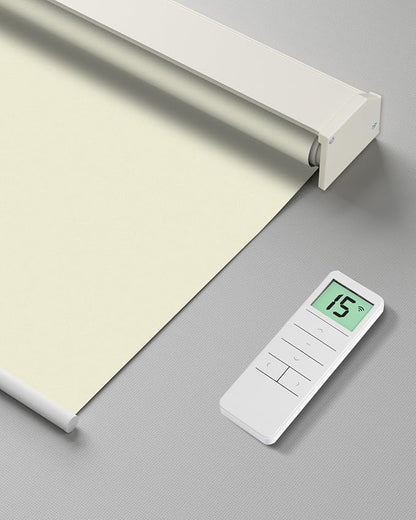 Motorized Roller Shade with Remote Control, Blackout Electric Shade for Windows Compatible with Alexa Google via Hub, Rechargeable Smart Window Blind Customized Size (Vinyl Beige)