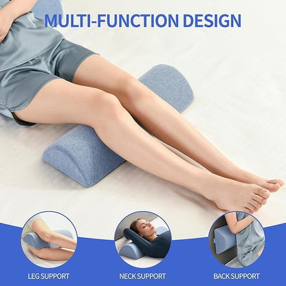 Knee Pillow for Back Sleeping, Memory Foam Leg Pillow for Back Pain, Under Leg Support for Sleeping,Half Moon Bolster Pillow