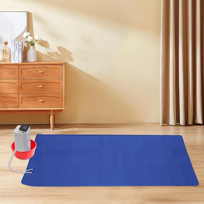 Water Cooling Bed Pad, Wind & Time Adjustable Water Cooling Mattress Pad, 63'' x 27.5'' Coolings System with LCD, 50dB Low Noise Water Beds Cooler System, Ideal for Hot Night, Night Sweats