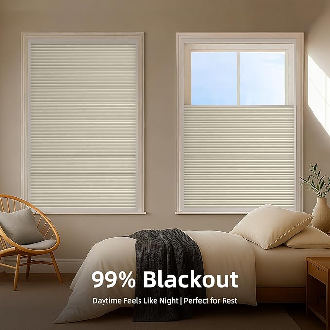 ZSTARR Motorized Skylight Shades Blackout Cellular Honeycomb Electric Blinds with Solar Panel Cordless Rechargeable with Remote for Roof and Slanted Windows Custom Size (Black Out Light Khaki)