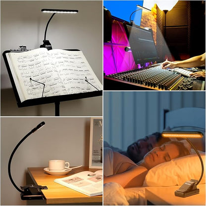 28 LED Music Stand Light, 1/2 Pack Clip on Piano Lights, Eye Caring & Blue Light Blocking, USB-C Rechargeable, 4 Color x 3 Brightness, Perfect for Musician, Piano, Keyboard, Orchestra