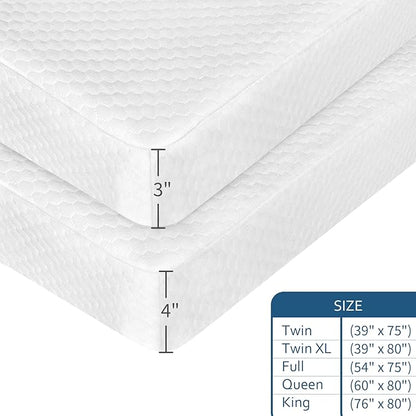 Moonsea Mattress Topper Cover (Cover Only) Twin Size, 3-4 Inch Zippered Viscose Made from Bamboo Cover for Latex Mattress Topper, Removable Memory Foam Mattress Topper Cover with Straps