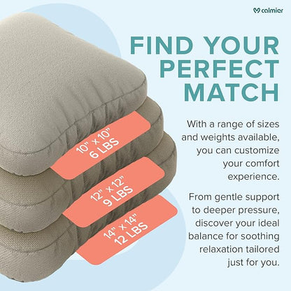 Calmier - 6 lb Sensory Weighted Pillow - Glass Bead Filled Hug Pillow - Ultra Plush Cozy Weight Sensory Pillows for Adults and Kids - Weighted Lap Pad (Tan- Fleece, 6 LBS)