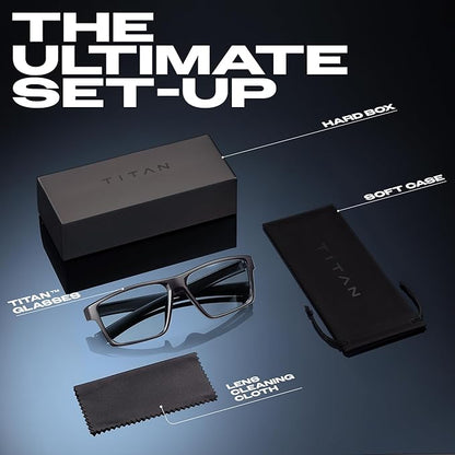 Titan Gaming Glasses, Blue Light Blocking, Night Driving Glasses for Men, Computer Protection Christmas Gift for Gamers