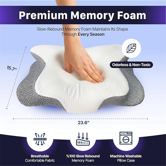 Cervical Neck Pillow, Protect Your Sleep Quality with Memory Foam, All Night Side Sleeper Pillow, Deep and Quality Sleep for Cooling Pillow