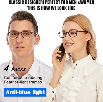 AQWANO Computer Reading Glasses 1.0 Blue Light Block - Comfortable Lightweight TR90 Flexible Frame Anti Glare Eye Strain UV Readers Eyeglasses,No Rubber Arms