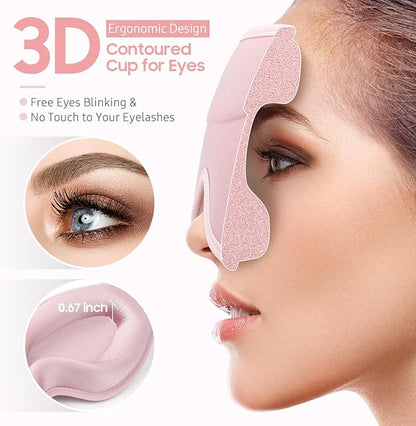 Sleep Mask, Premium Eye Mask for Sleeping, Total Blackout, Super Soft Comfort, Adjustable Fit, Upgraded 3D Ergonomic Designed Sleeping Mask for Home, Office, Travel, Meditation, Yoga, Pink