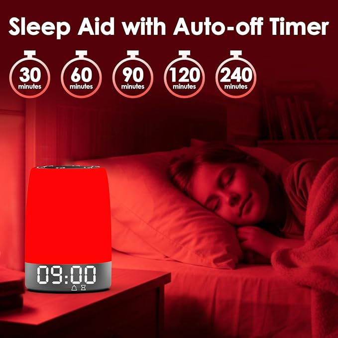 Red Light Therapy Sleep Device with 5-Level Red Light Therapy (620–690nm), 32 White Noise, Smart App Control, Night Light to Support Deep Relaxation and Improve Sleeping for Adult & Kid