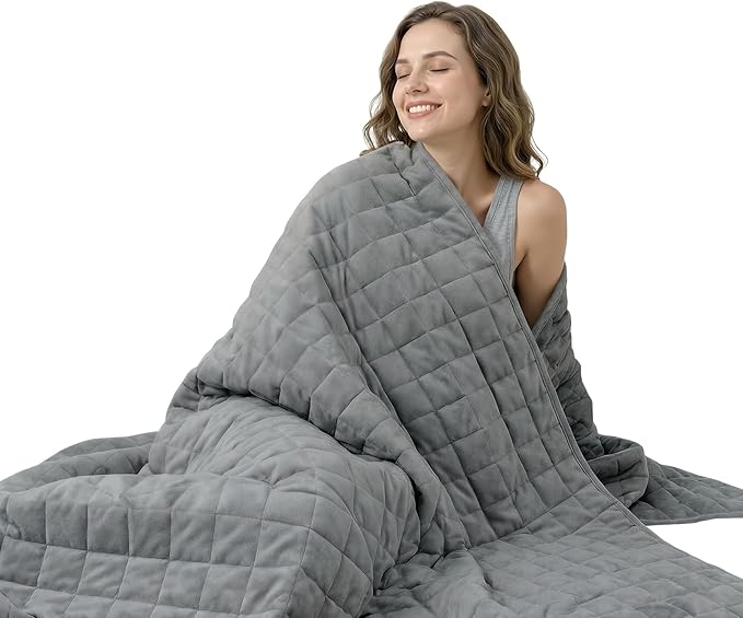 Smart Queen Weighted Blanket for Adults, Full Size 48x72, 15lbs, Soft Heavy Blanket Machine Washable for Fall, Bedding &Napping with Premium Glass Beads (48x72 | 15lbs Grey)