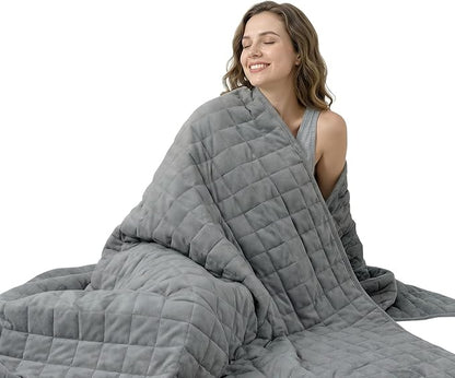 Smart Queen Weighted Blanket for Adults, Full Size 48x72, 15lbs, Soft Heavy Blanket Machine Washable for Fall, Bedding &Napping with Premium Glass Beads (48x72 | 15lbs Grey)
