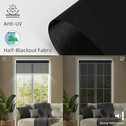 SmartWings Motorized Roller Shades 5% Openness Without Privacy Custom Size, Rechargeable Battery, Works with Matter/Apple HomeKit, Alexa, Thread/Zigbee, Remote Optional, 5% Openness Black