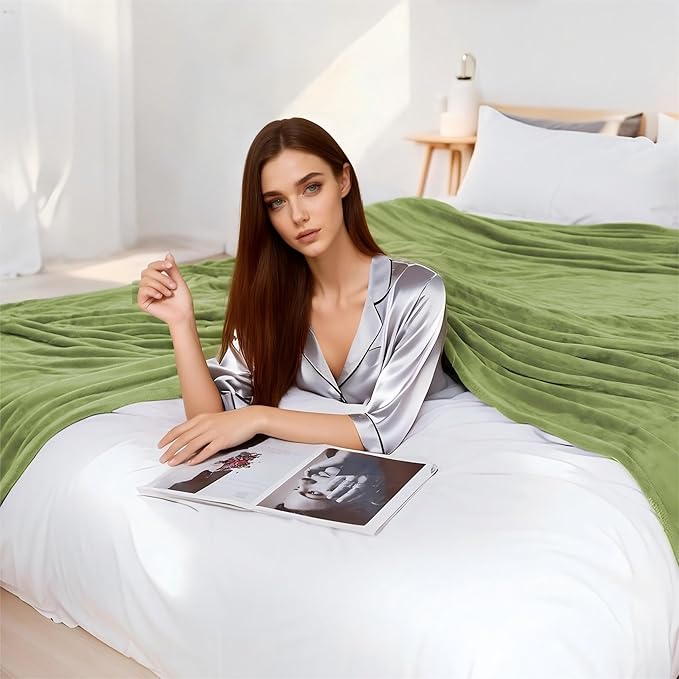 Electric Heated Blanket 72"x84" Full Size Flannel Heated Blanket, Cozy & Warm for All Night, 4 Heat Settings & 10 Hours Auto Off, Machine Washable, Green