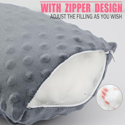 2 Pcs Soft Knee Pillow for Side Sleepers, Pressure Pillows Between Legs 11"x7" Small Knee Pillow Joints Cushion for Sleeping Hip and Back Pain, Minky Dot Dark Gray