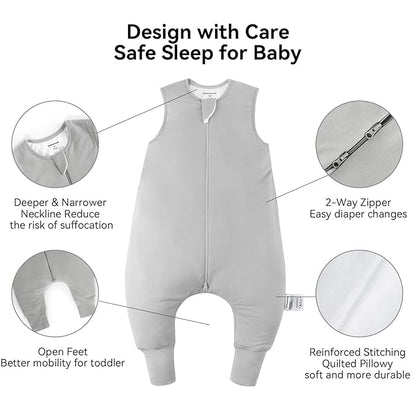 Rayon Made from Bamboo Toddler Sleep Sack with Feet 6-12 Months 1.0 Tog Ultra Soft Toddler Sleeping Sack Baby Sleep Bag Walker Quilted Wearable Blanket with Legs 2-Way Zipper Lightweight