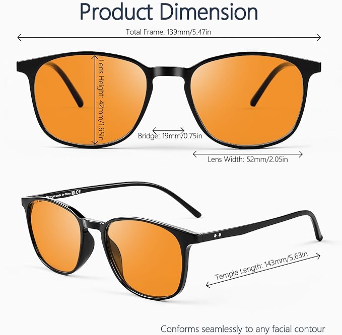 Sleep Blue Light Blocking Glasses for Men and Women, Computer Gaming Glasses Anti Eyestrain & UV Glare