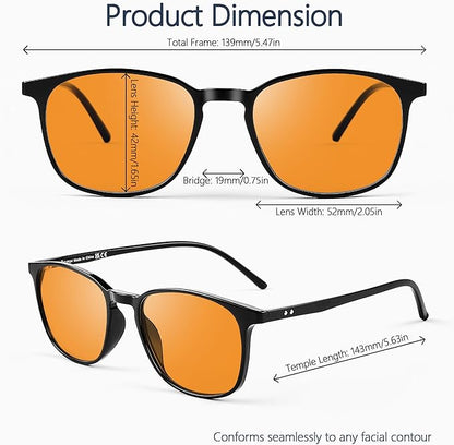 Sleep Blue Light Blocking Glasses for Men and Women, Computer Gaming Glasses Anti Eyestrain & UV Glare