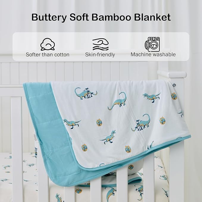 BubblePanda Rayon Made from Bamboo Baby Blanket for Boys Girls Neutral Soft Crib Blanket Toddler Quilt Comforter Newborn Nursery 30 x 40 Inch Dinosaur