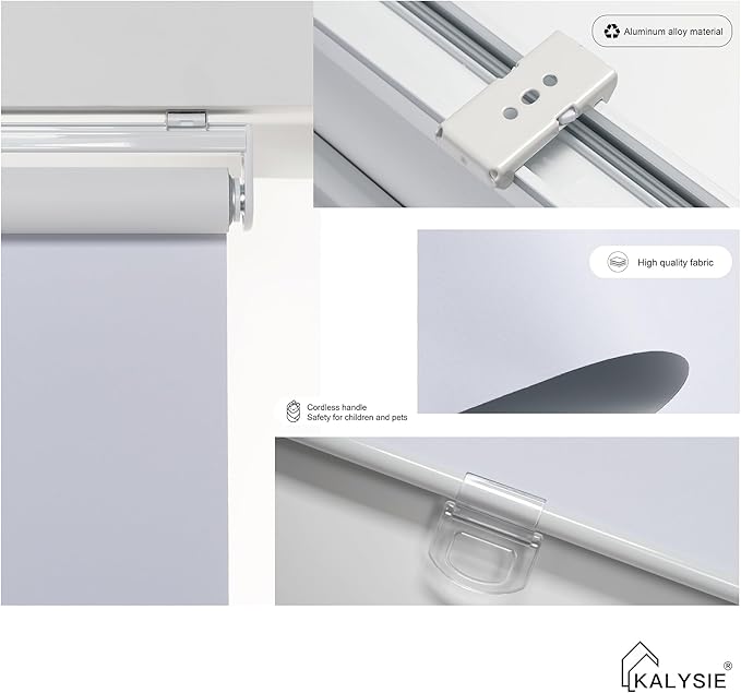 Roller Shades Cordless 100% Blackout Blinds for Windows and Doors, Pull Down Room Darkening Window Shades, Easy to Install for Home and Office, White, 75 Inches High, 23 Inches Width
