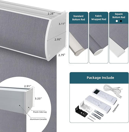 Motorized Light Filtering Roll Shade Work with HomeKit, 60% Blackout Smart Blinds for Windows, Electric Blinds with Remote, APP/Voice Control, Automatic Solar Shades,Dark Veil