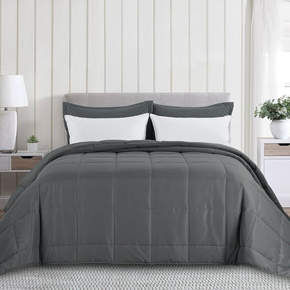 HOMBYS Oversized King Comforter 120x98, Lightweight Quilted Down Alternative Duvet Insert for All Season,Grey,8 Corner Tabs