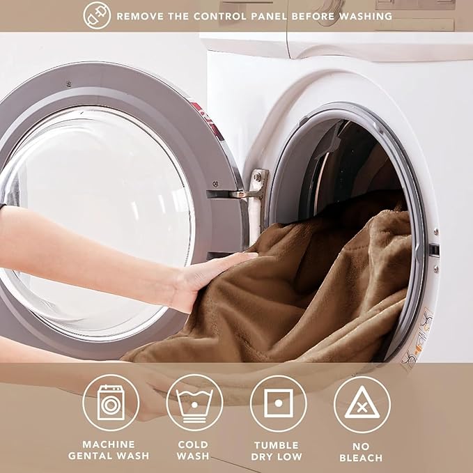 Degrees of Comfort Sherpa Plush Heated Blanket, Full Size Bed Electric Blankets with 20 Heat Settings Controller | 1-10 Hour Auto Shut Off |Washable, 72" X 84" Mocha