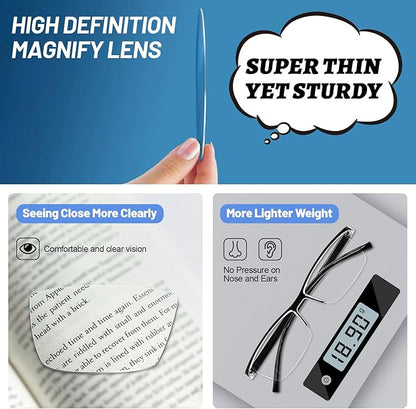 4 Packs Red Reading Glasses 3.5 Women's Blue Light Blocking Semi-rim Readers 1.00 1.50 2.00 2.50 3.00 3.50 4.00