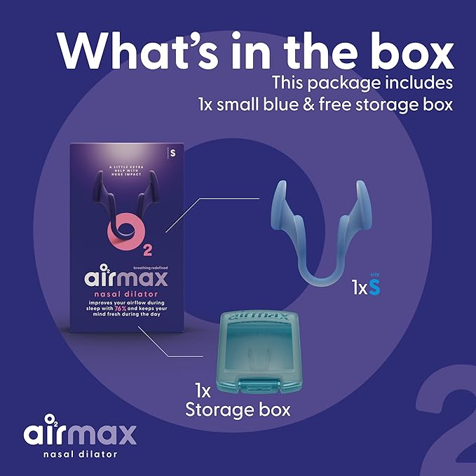 Airmax Nasal Dilators - Anti Snore Device - Small - 6-Month Relief - Cure for Snoring - Recommended by Physicians - Blue - One-Pack