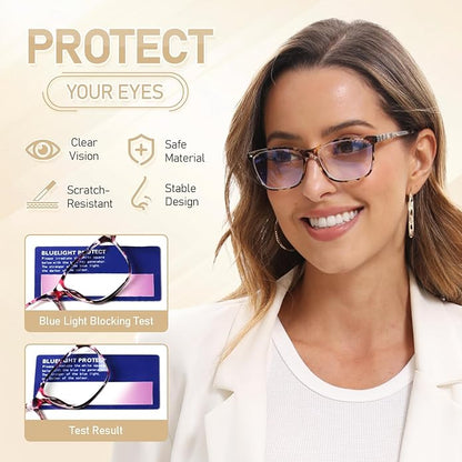 SIGVAN Ladies Reading Glasses Blue Light Blocking Spring Hinge Fashion Pattern Print Eyeglasses for Women