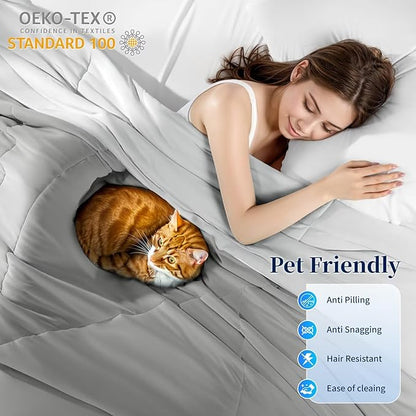Rwlvpe Cooling Comforter Queen Size, Double-Sided Cooling Blanket for Hot Sleepers Night Sweats, Summer Comforter for Queen Size Q-Max>0.45 Ice Blanket Breathable Soft Lightweight Comforters, 90"x90"