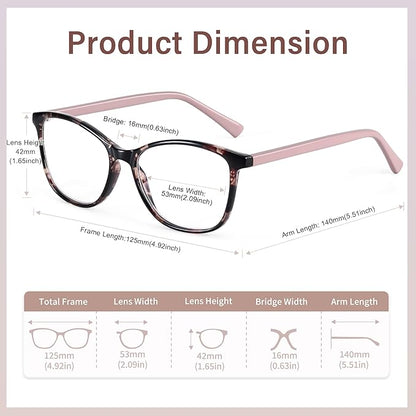 Madison Avenue Blue Light Blocking Glasses Anti Eyestrain UV Glare Blue Light Glasses for Women with Case, TV Phone Computer Gaming Eyeglasses (Pink Demi)