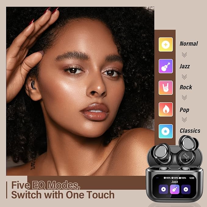 Sleep Earbuds Bluetooth 5.4 in Ear Touch Screen Sleep Headphones, Small Design Mini Sleep Earbuds for Side Sleepers with Sleep Mode, 48H Playtime Sleep Earphones Clear Calls, Carbonblack