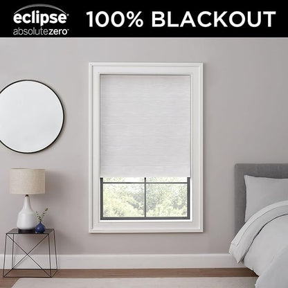 Eclipse Rozel 100% Blackout Window Roman Shade, 33 in Wide x 64 in Long, Cordless, Thermal and Noise Reducing Interior Shade Window Treatment for Home Privacy & Energy-Efficiency, White