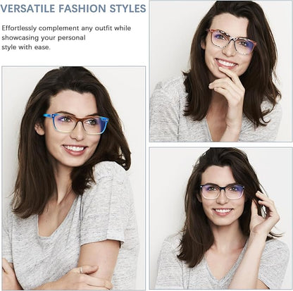 CLASAGA Progressive Multifocus Reading Glasses for Women, Pattern Print Blue Light Block Stylish Ladies Computer Readers