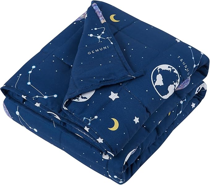 HOSUKKO Weighted Blanket - 10 lbs Navy Starry Sky Heavy Blanket - Breathable Blanket(50 * 60 inches, 10 lbs)