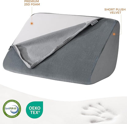 Knee Wedge Pillow 6.3'' for Post-Surgery Recovery-Leg Elevation Support for Sleep Position, Alleviating Lower Back & Hip Pain Enhancing Circulation in Ankles Legs Triangle Pillow with Removable Cover
