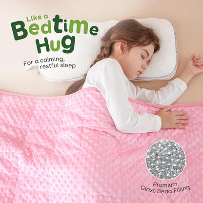 Sivio Weighted Blanket, Minky Dots Weighted Blanket,Soft and Cozy Cooling Heavy Blanket for Bed, Calm and Nap, School and Home,3lbs 36 x 48inches, Pink