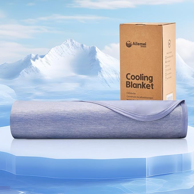Ailemei Direct Cooling Blanket Twin Size for Couch, Double-Sided Summer Cooling Blankets for Hot Sleepers, Lightweight Ice Cool Blanket to Relieve HotFlashes, Breathable Bed Cold Blankets for Sleeping