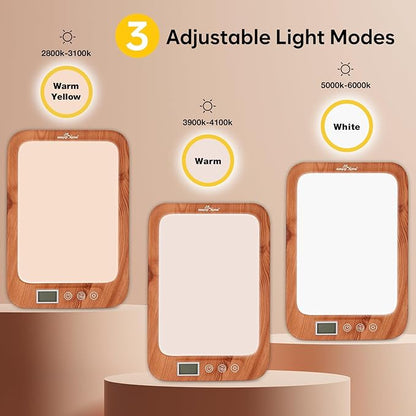 Easy@Home Light Therapy Lamp: LED Light Therapy Energy Lamp UV-Free with 10000 Lux | Sun Lamp with 3 Color Adjustable Brightness Levels | Timer Memory Function ELT-492-WG