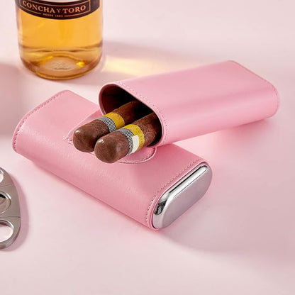 Cigar Case Travel Humidor Kit,The Leather Cigar Accessories with Case Cedar-Lined for Optimal Freshness- Men's Present Set for Home and Office